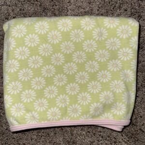 Baby Girl Carter's Pink Green‎ Daisy Flower Swaddle Blanket